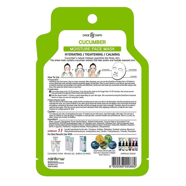 10 Pack-Cucumber Moisture Soothing Face Mask Sheet
