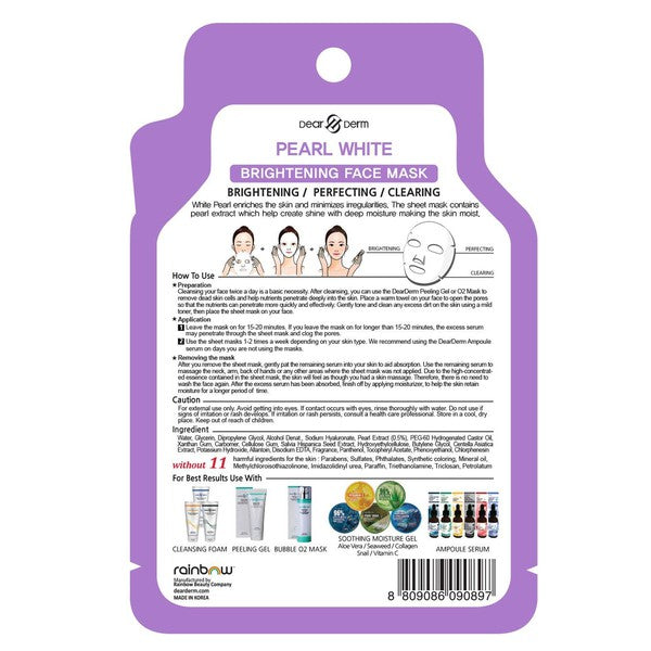 10P-Pearl White Brightening Face Mask Pack Sheet