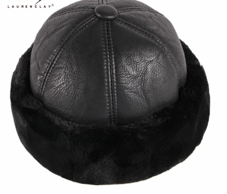 Winter Leather Warm No-brimmed Melon Hat Old Man Hat