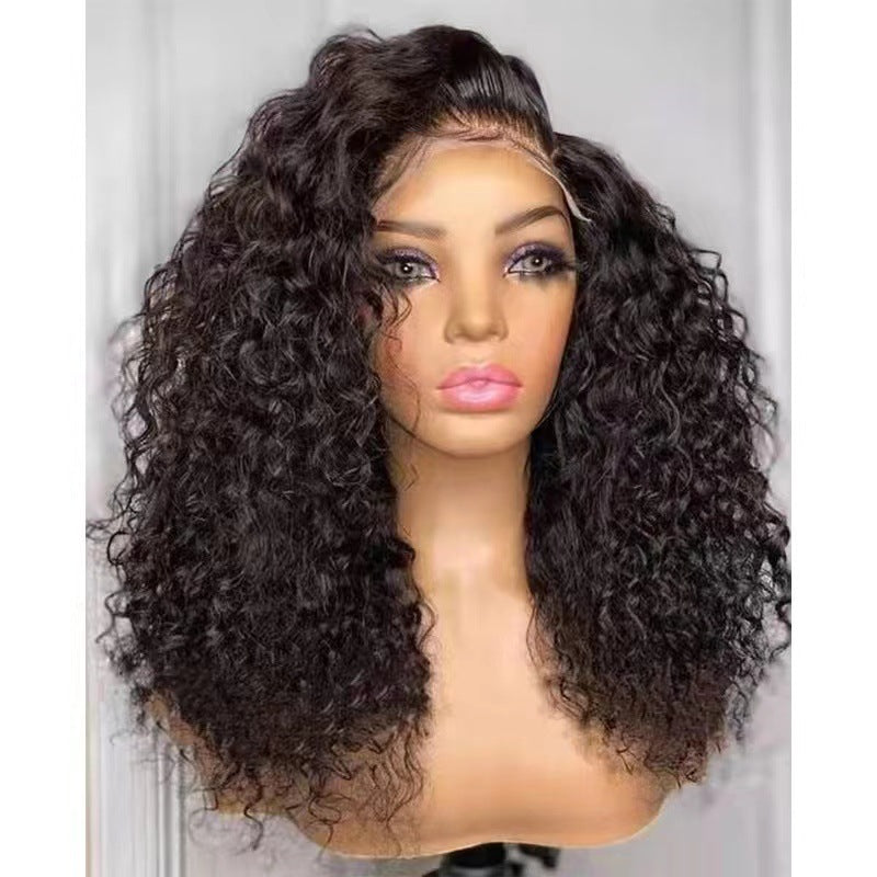 Front Lace Wig European And American Style Female New Mid-length Curly Hair Chemical Fiber Wig Factory Spot