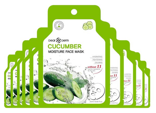 10 Pack-Cucumber Moisture Soothing Face Mask Sheet