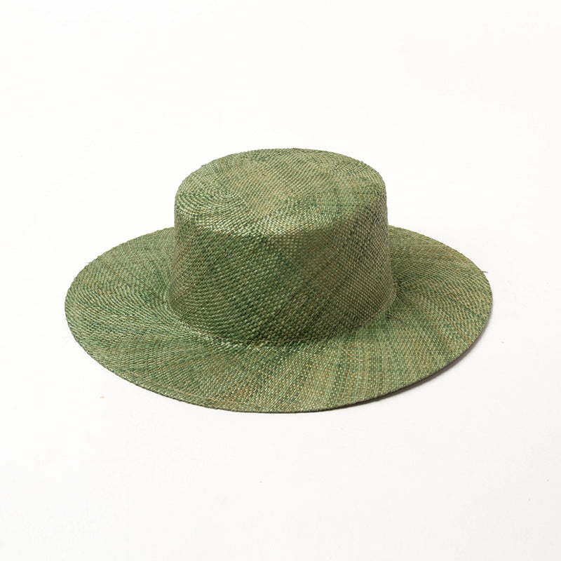 European And American Light Body Dyed Treasure Grass Flat Top Straw Hat