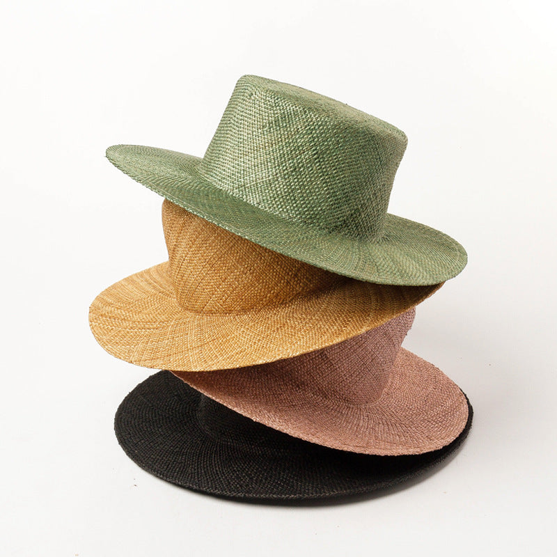 European And American Light Body Dyed Treasure Grass Flat Top Straw Hat