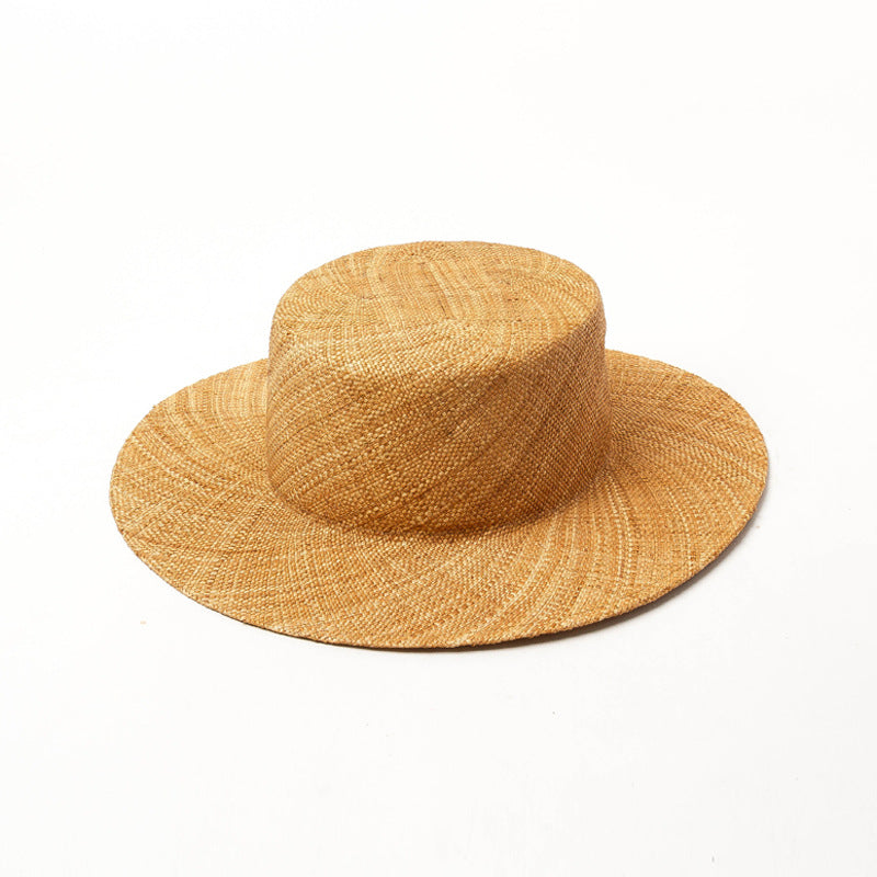 European And American Light Body Dyed Treasure Grass Flat Top Straw Hat