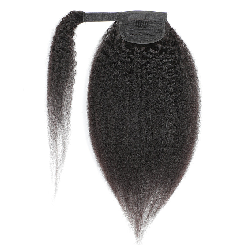 Natural Black Velcro Ponytail Straight Hair