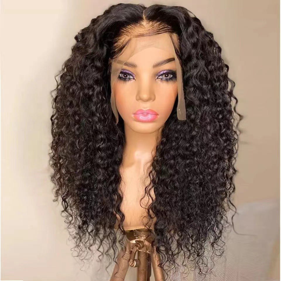 Front Lace Wig European And American Style Female New Mid-length Curly Hair Chemical Fiber Wig Factory Spot