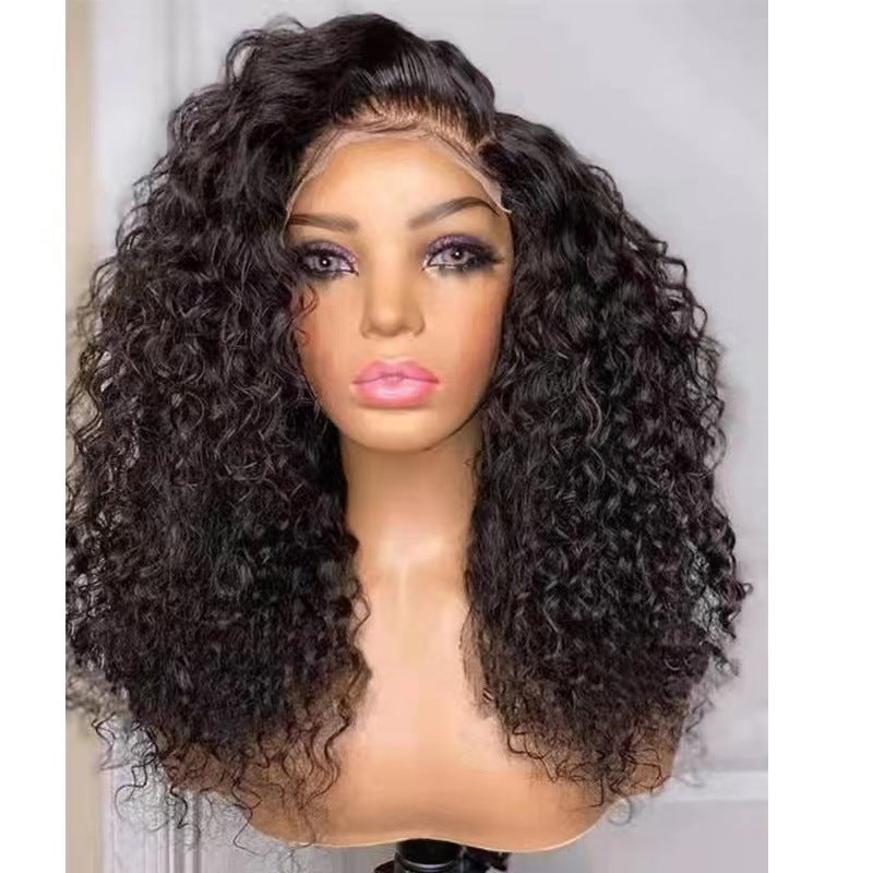 Front Lace Wig European And American Style Female New Mid-length Curly Hair Chemical Fiber Wig Factory Spot