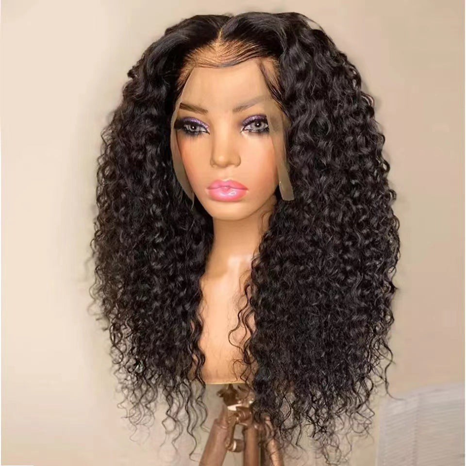 Front Lace Wig European And American Style Female New Mid-length Curly Hair Chemical Fiber Wig Factory Spot