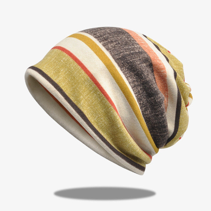 Striped Scarf Hat Men And Women All-match Pullover Hat Casual