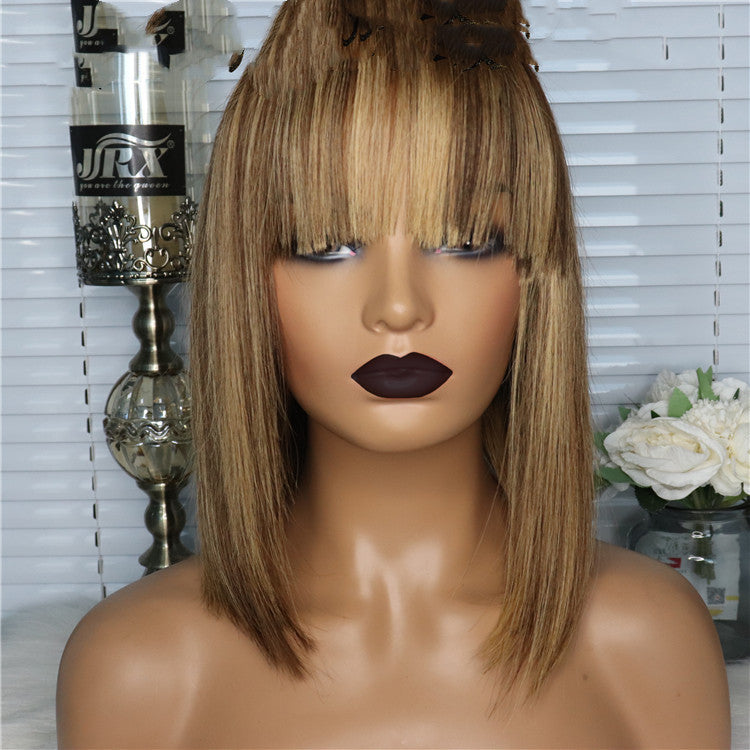 Short Straight Hair Bob Wig Human Hair Bob Wig Piano Color Real Human Hair