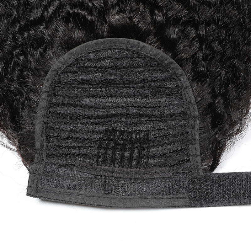 Natural Black Velcro Ponytail Straight Hair